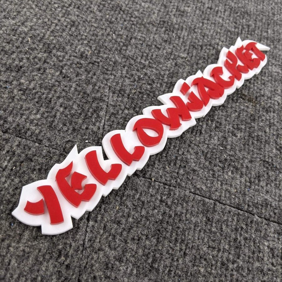 Custom Text Badge – Type Your Own – Ninja Font - Double Layer - Atomic Car Concepts