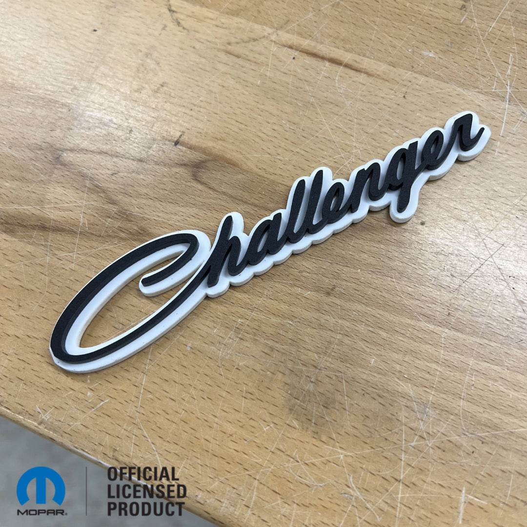 Challenger Script Logo Challenger® Script Badge - Grille or Body Mount - Officially Licensed ...