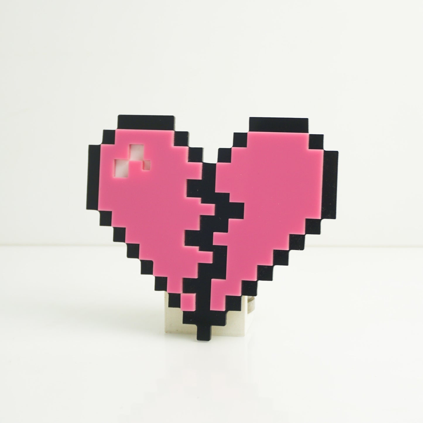Pixelated Broken Heart Car Badge