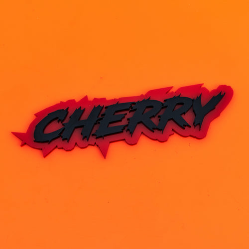 Cherry Text Badge - Type Your Own - Lightning Font Double Layer - Atomic Car Concepts