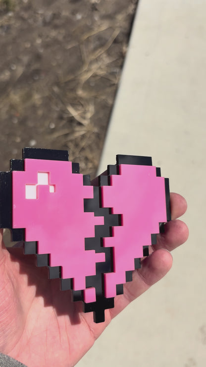 Pixelated Broken Heart Car Badge
