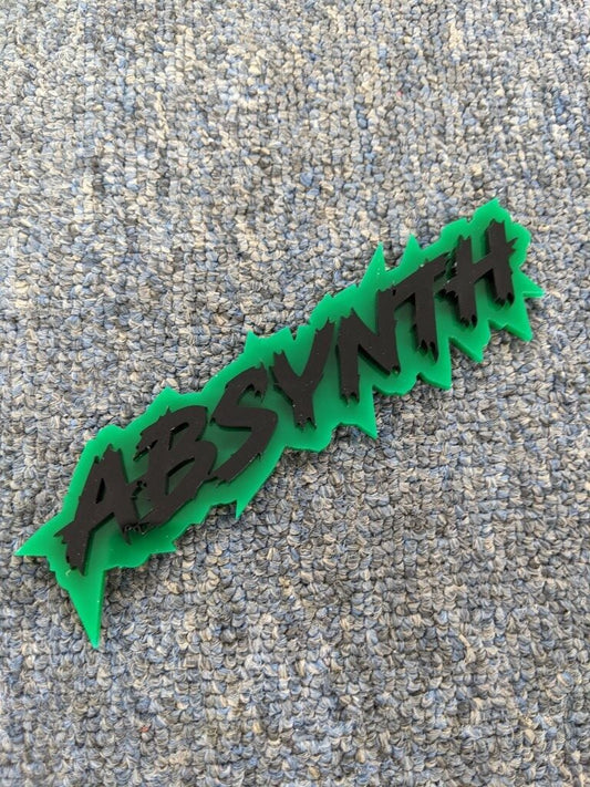 Absynth Car Badge - Gloss Black On Green - Lightning Font - Atomic Car Concepts