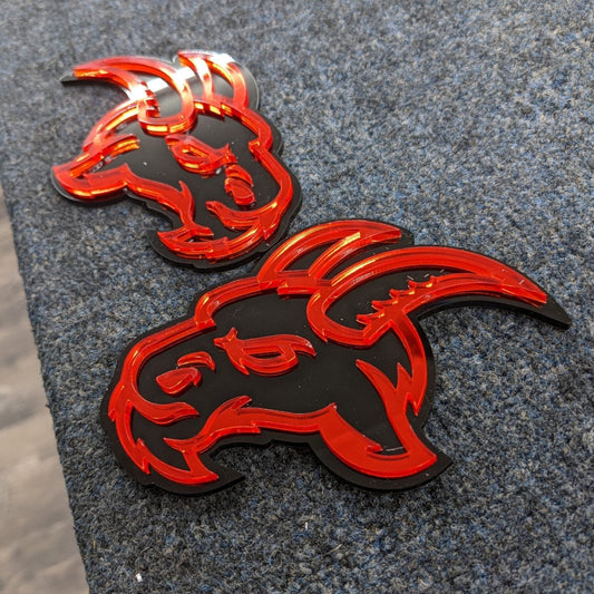 Angry Goat Icon Badge Pair - Tape Mount - Atomic Car Concepts