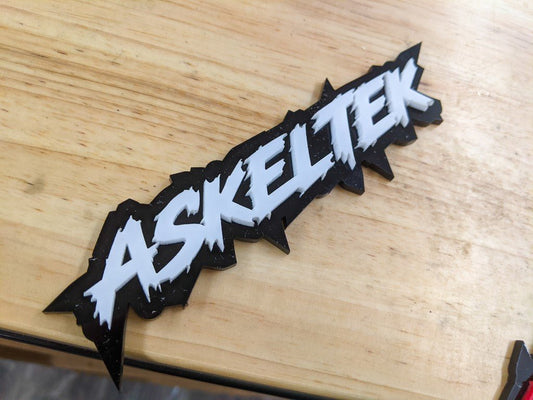 Askeltek Car Badge - White On Gloss Black - Lightning Font - Atomic Car Concepts