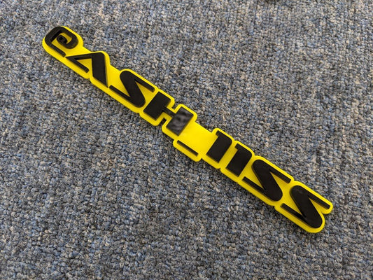 @Ash_11ss Car Badge - Gloss Black On Yellow - OEM Font - Atomic Car Concepts