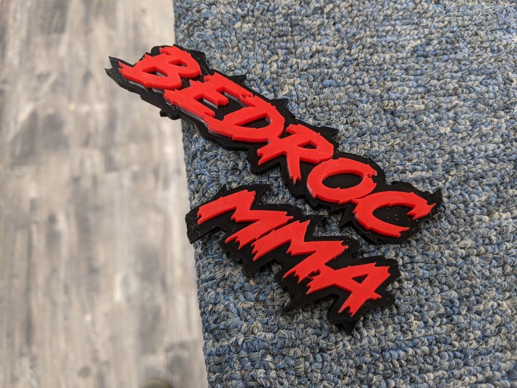 Bedroc MMA Car Badge - Red On Gloss Black - Lightning Font - Atomic Car Concepts