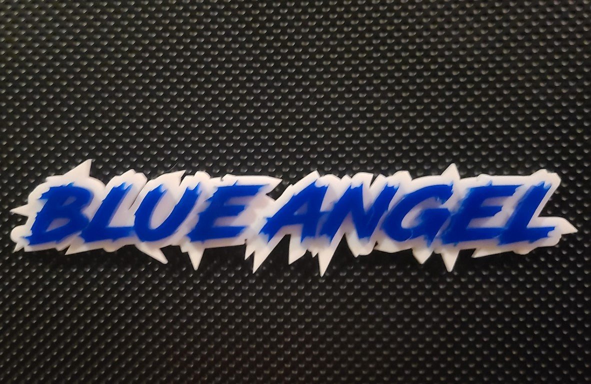 Blue Angel Car Badge - Blue On White - Lightning Font - Atomic Car Concepts