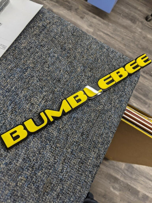 Bumblebee Car Badge - Yellow On Gloss Black - OEM Font