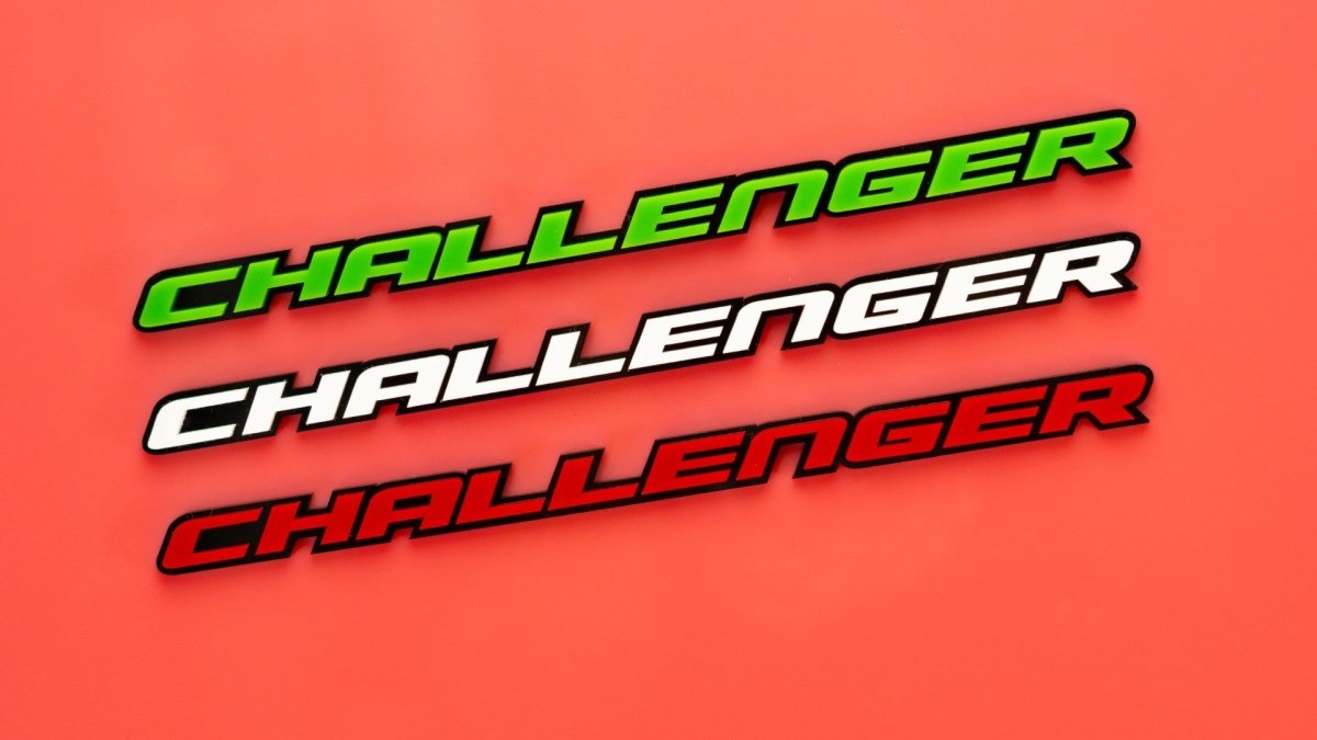 Challenger Car Badge - Stacked Design - Choose Your Color - Atomic Car Concepts