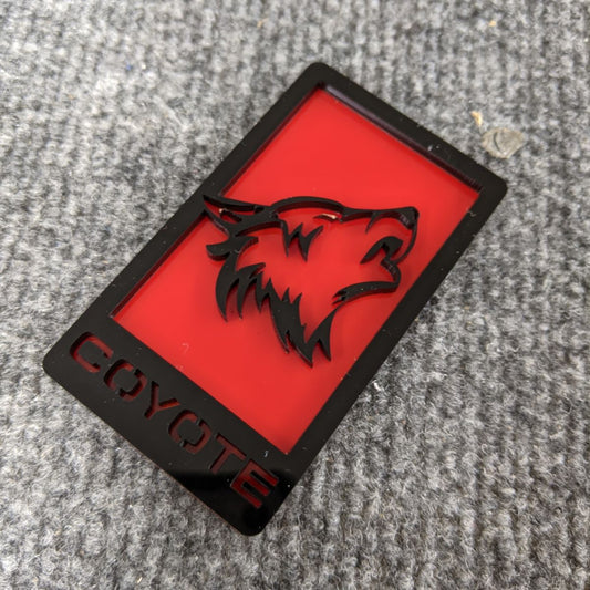 Coyote Badge with Custom Text - Detailed- Fits Mustang® Grille or Trunk - Custom Mount - Atomic Car Concepts