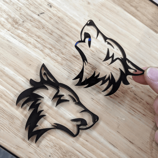 Coyote Head Icon Badge Pair - Tape Mount - Detailed - Atomic Car Concepts