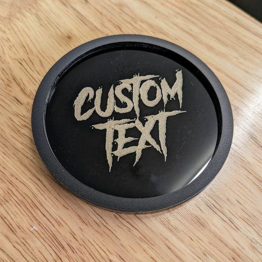 Cupholder Bottom - Custom Text - Aggressive Font - Black