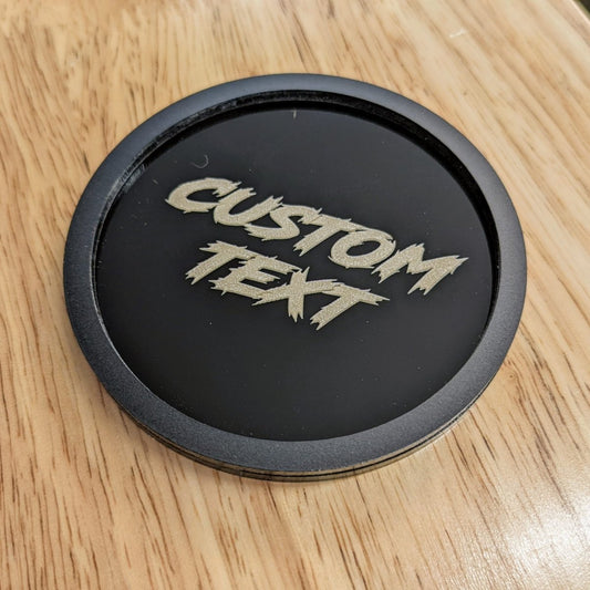 Cupholder Bottom - Custom Text - Lightning Font - Black - Atomic Car Concepts