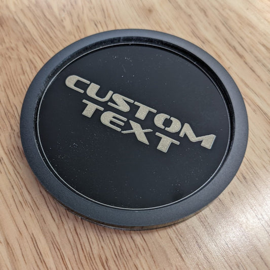 Cupholder Bottom - Custom Text - OEM Font - Black