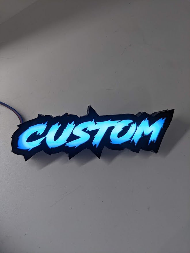 Custom LED Badge - Lightning Font - RGB - Premium Contoured Outline - Atomic Car Concepts