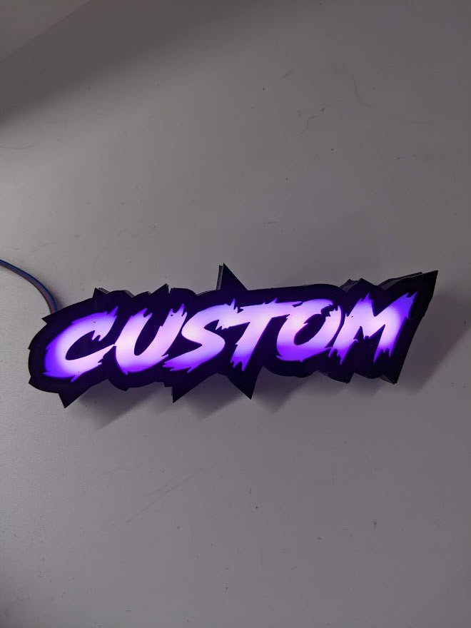 Custom LED Badge - Lightning Font - RGB - Premium Contoured Outline - Atomic Car Concepts