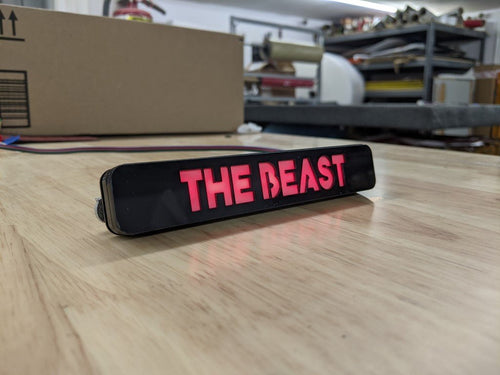 Custom LED Grille Badge - Block Font - 1.12