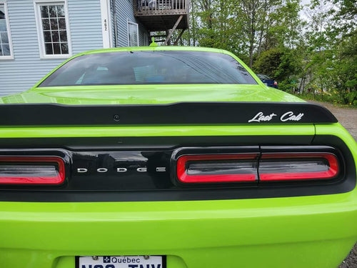 Custom Text Badge - Type Your Own - Script Font - Double Layer - Atomic Car Concepts - Installed on a Dodge Challenger