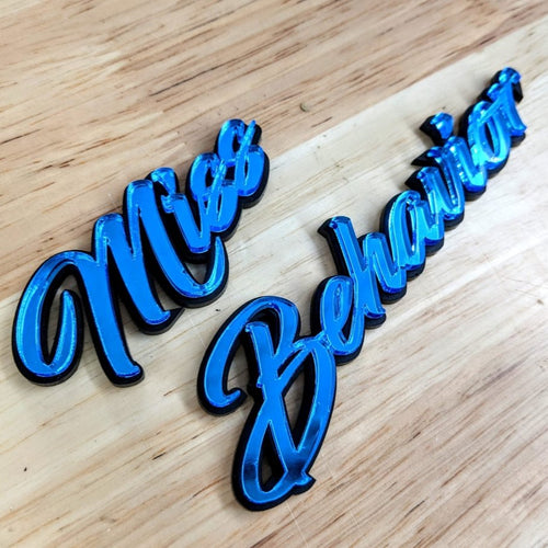 Custom Text Badge - Type Your Own - Script Font - Double Layer - Atomic Car Concepts