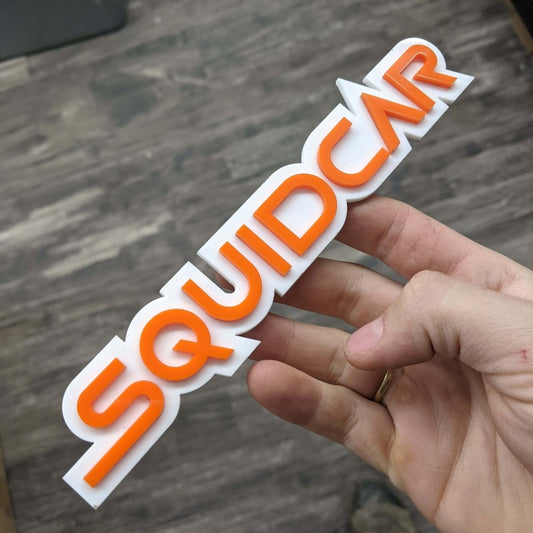 Custom Text Badge – Type Your Own – Squid Font - Double Layer - Atomic Car Concepts