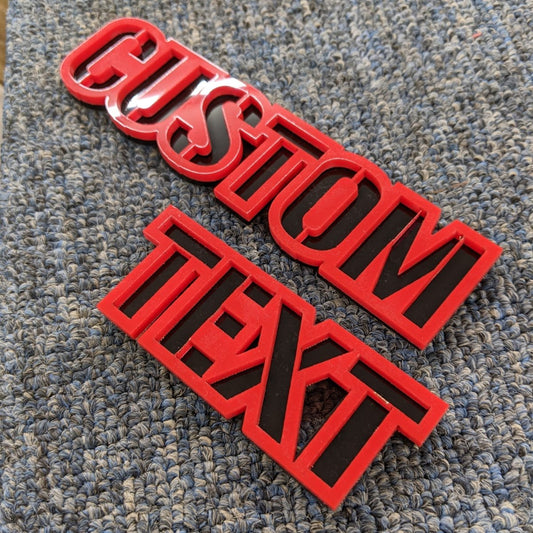 Custom Text Badge – Type Your Own – Stencil Font - Double Layer - Atomic Car Concepts