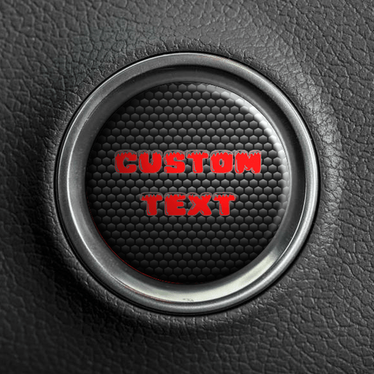 Custom Text Start Button - Black On Red - Ice Font - Atomic Car Concepts