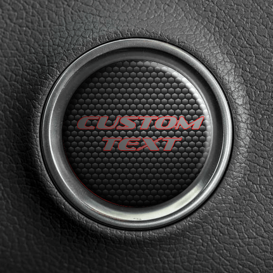 Custom Text Start Button - Grey On Red - OEM Font - Atomic Car Concepts