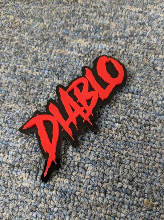 Diablo Car Badge - Red On Gloss Black - Aggressive Font