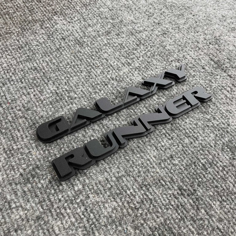 Galaxy Runner Car Badge - Matte Black On Matte Black - OEM Font