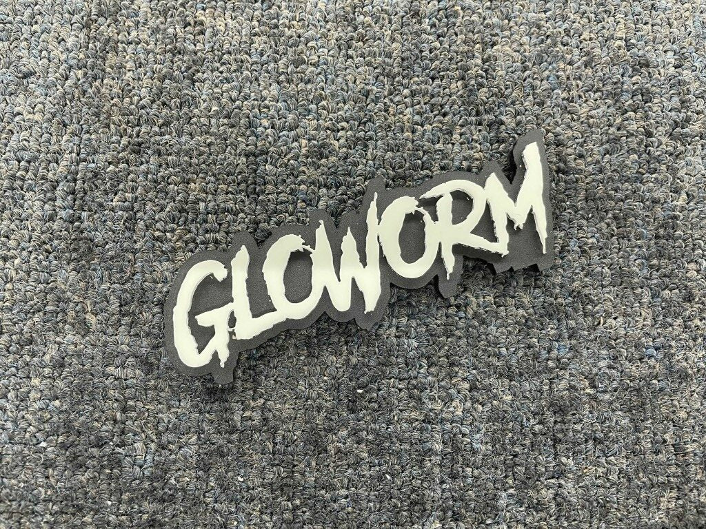 Gloworm Car Badge - Glow In The Dark - Aggressive Font - Atomic Car Concepts