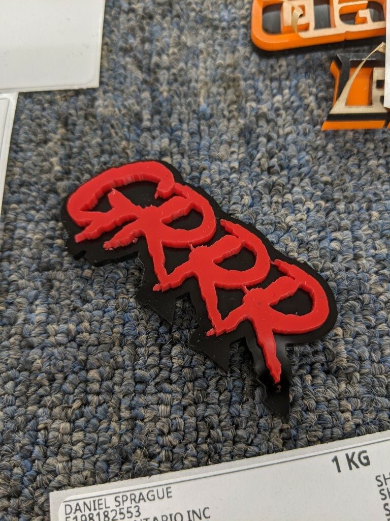 Grrr Car Badge - Red On Gloss Black - Aggressive Font – Atomic Car Concepts