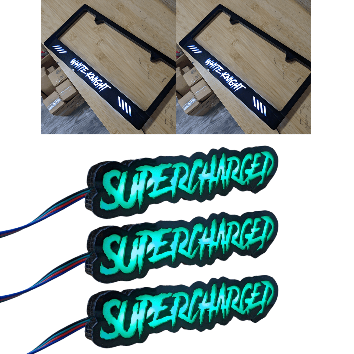 LED Bundle - LED License Plate Frames and 3 LED Premium Badges – Atomic ...