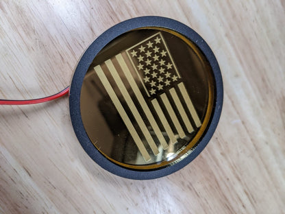 LED Cupholder Bottom - American Flag - Mirror Gold - Atomic Car Concepts
