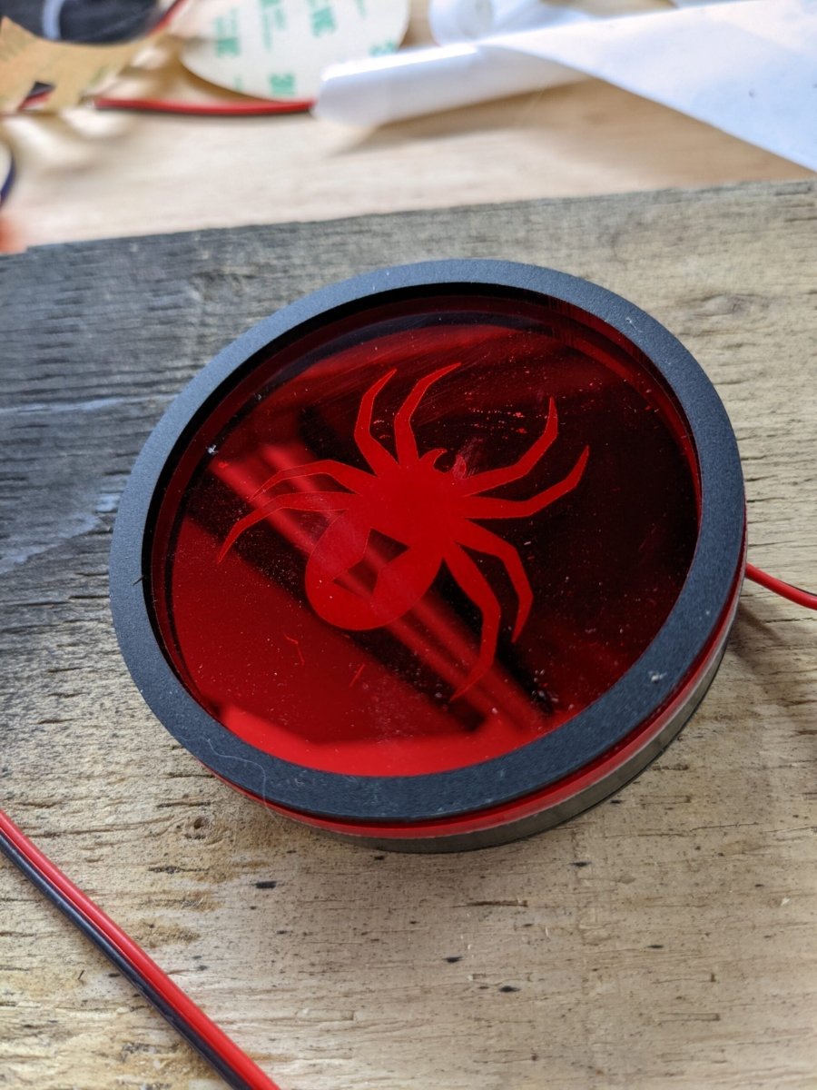 LED Cupholder Bottom - Black Widow - Mirror Red - Atomic Car Concepts