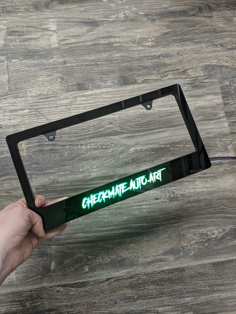 LED License Plate Border Frame Aggressive Font – Atomic Car Concepts