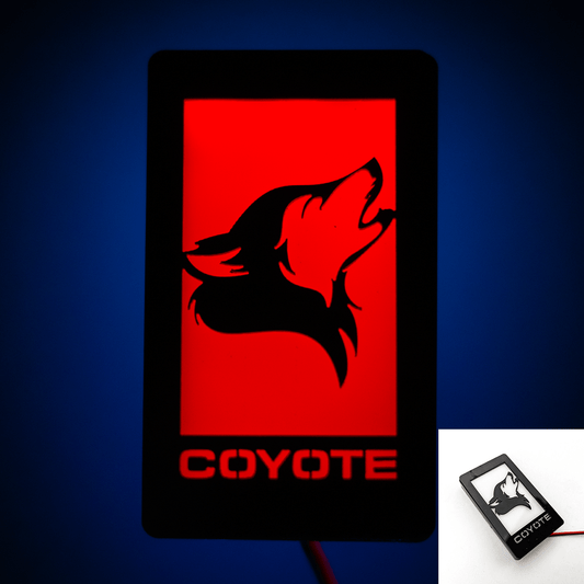 LED Light Up Coyote Custom Text Badge - Fits Mustang® Grille or Trunk - Atomic Car Concepts