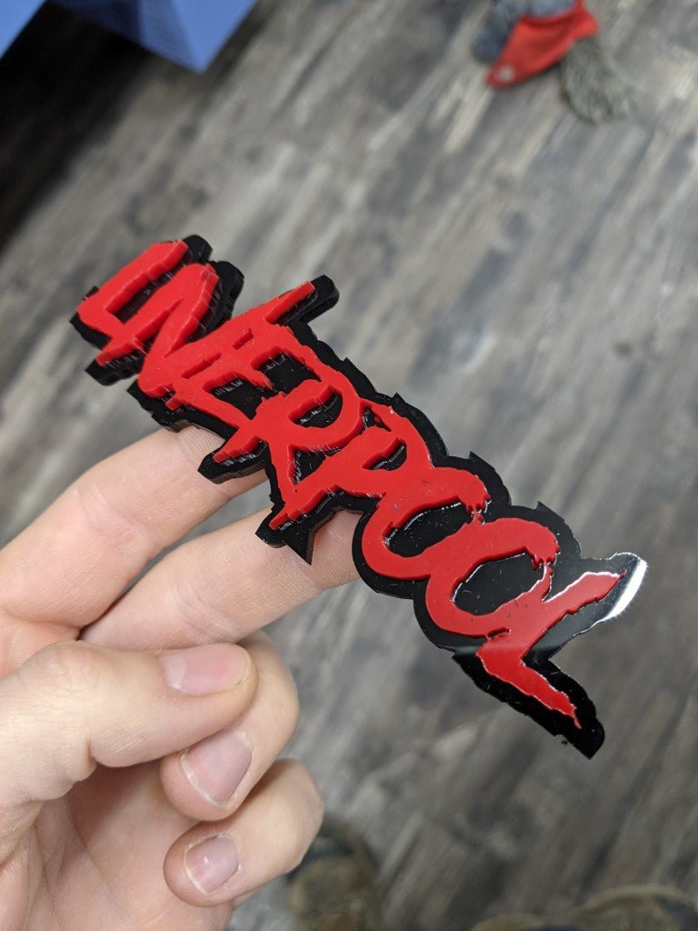 Liverpool Car Badge - Red On Gloss Black - Aggressive Font – Atomic Car ...