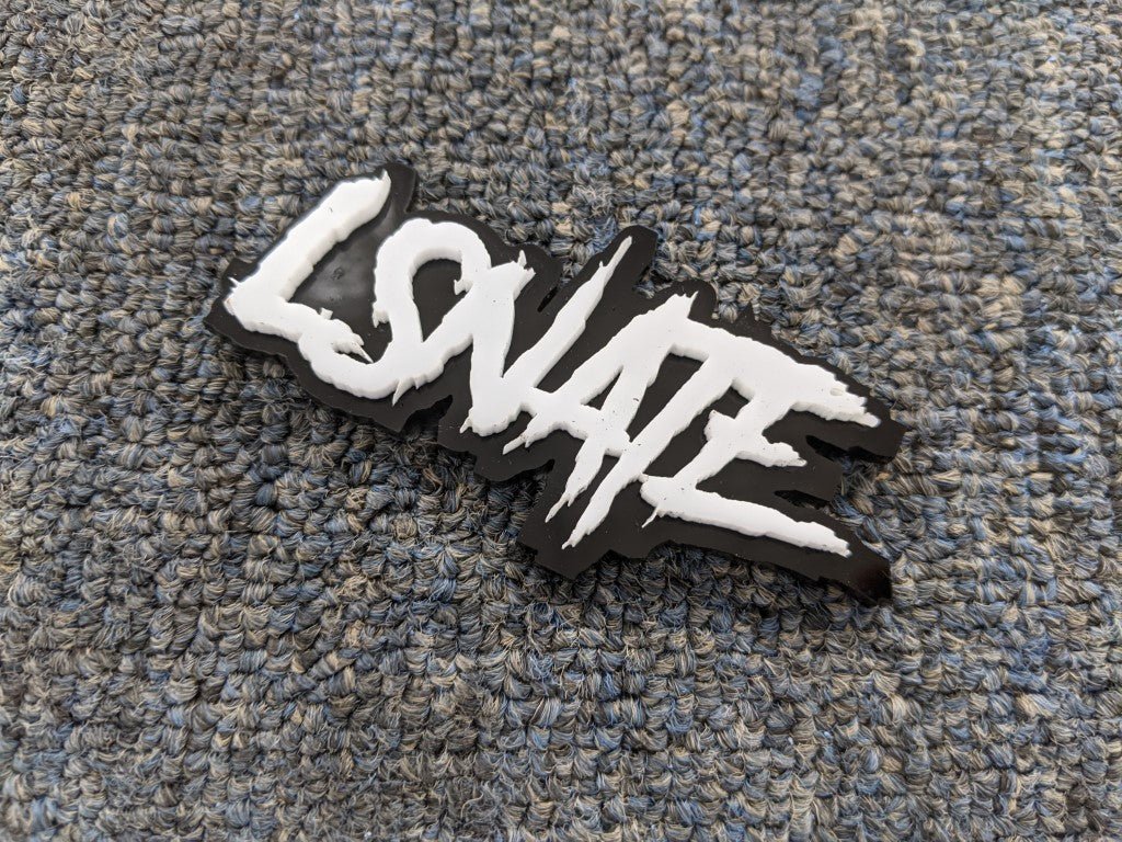 Lsnate Car Badge - White on Gloss Black - Aggressive Font - Tape Mounting - Atomic Car Concepts