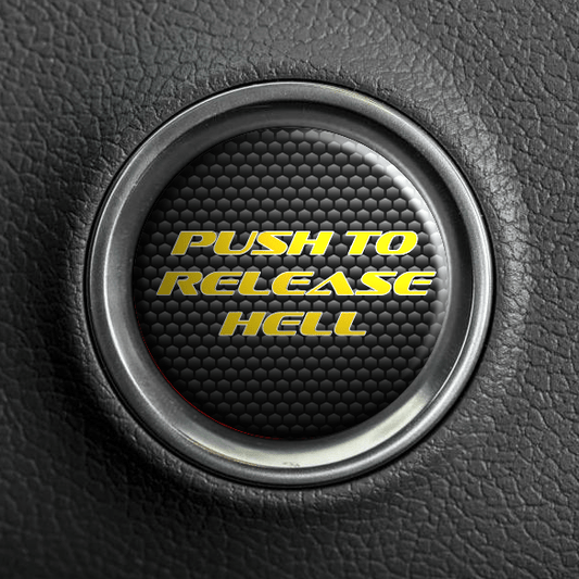 Push to Release Hell Start Button - Yellow - OEM Font - Atomic Car Concepts