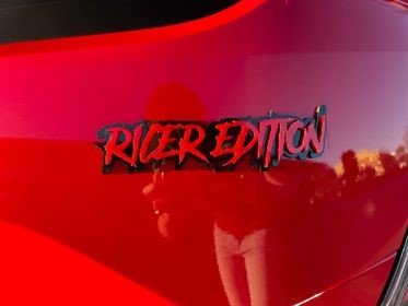 Cars Purple Ricer Ricer Edition Car Badge - Red On Gloss Black - Aggressive Font – Atomic ...