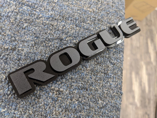 Rogue Car Badge - Matte Black On Gloss Black - OEM Font - Atomic Car Concepts