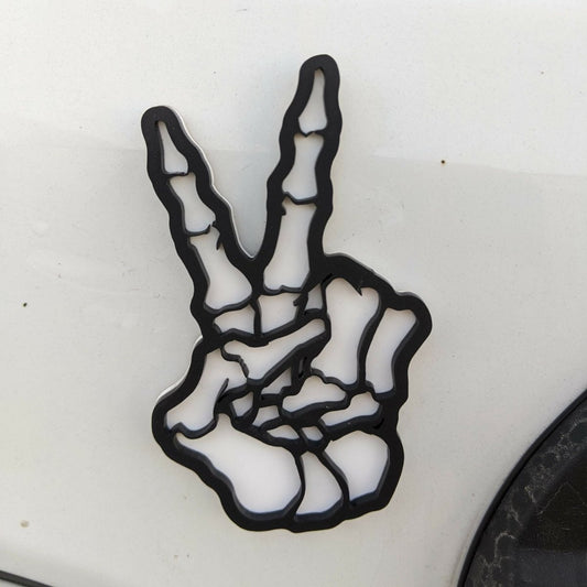 Skeleton Peace Sign Badge - Atomic Car Concepts