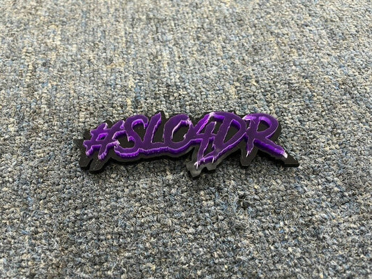 Slow4dr Car Badge - Mirror Purple On Gloss Black - Aggressive Font - Atomic Car Concepts