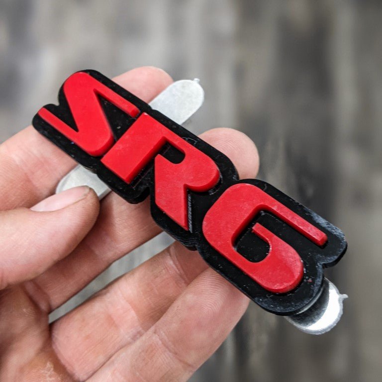 SR6 Car Badge - Red on Gloss Black - OEM Font - Atomic Car Concepts