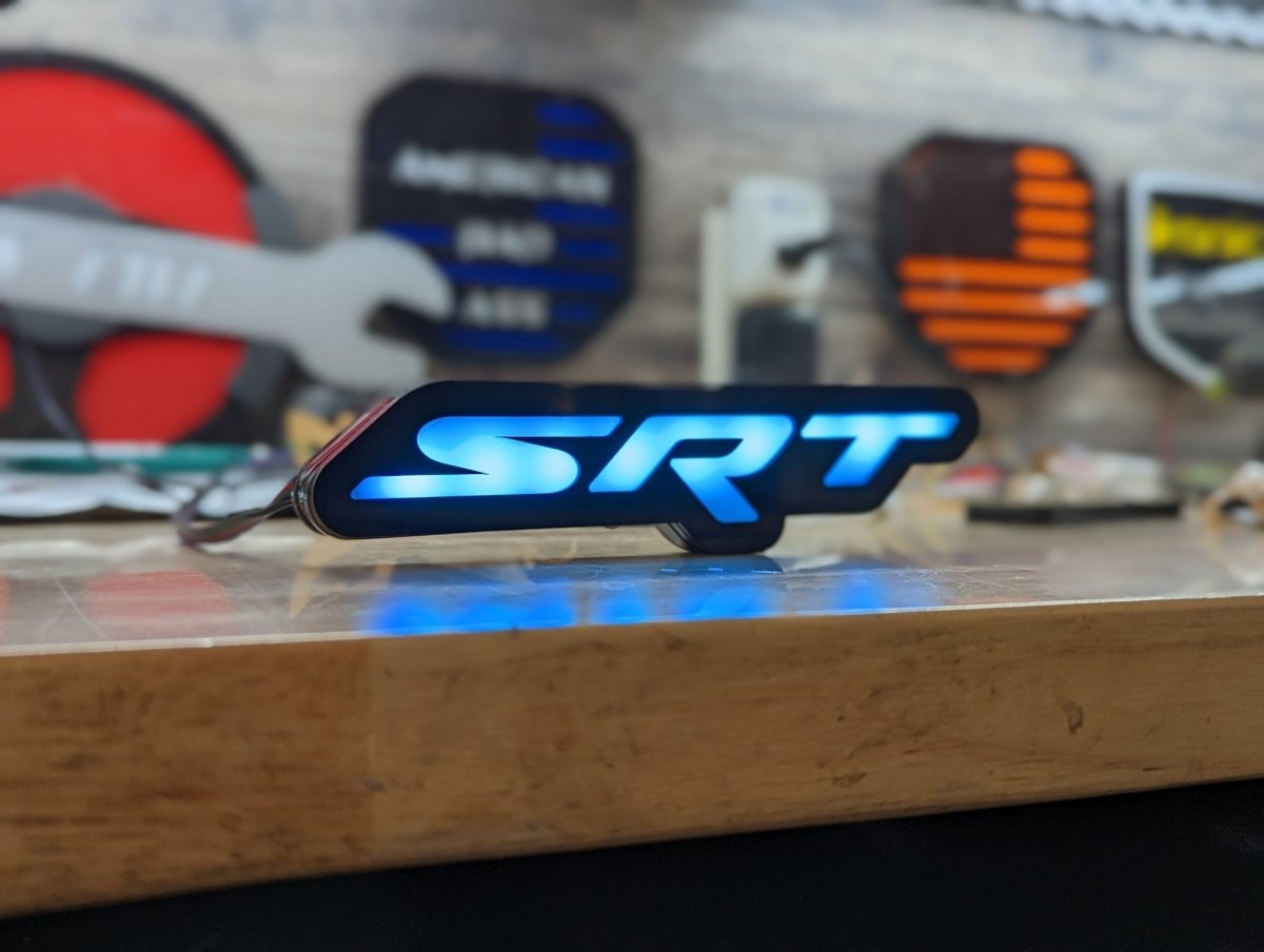 SRT LED Illuminated Badge - White or RGB - Grille or Body Mount - Atomic Car Concepts