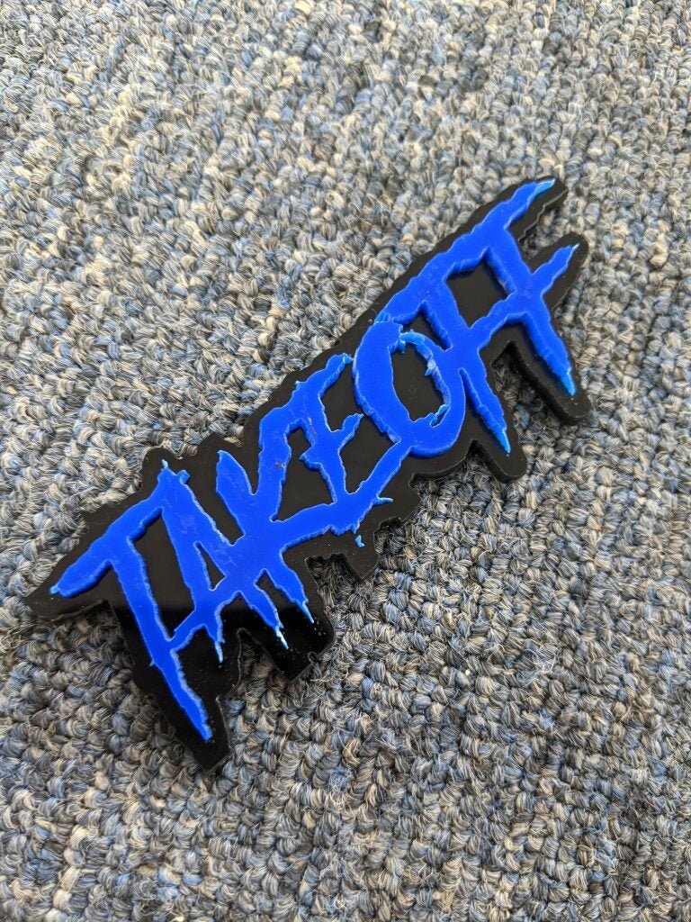 Takeoff Car Badge - Blue On Gloss Black - Aggressive Font – Atomic Car ...