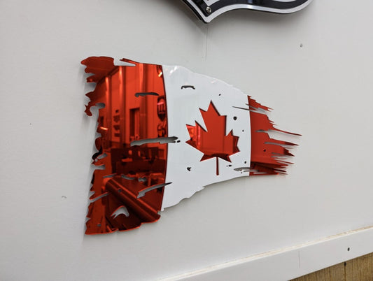Tattered Canadian Flag - Mirror Red and White - Atomic Car Concepts