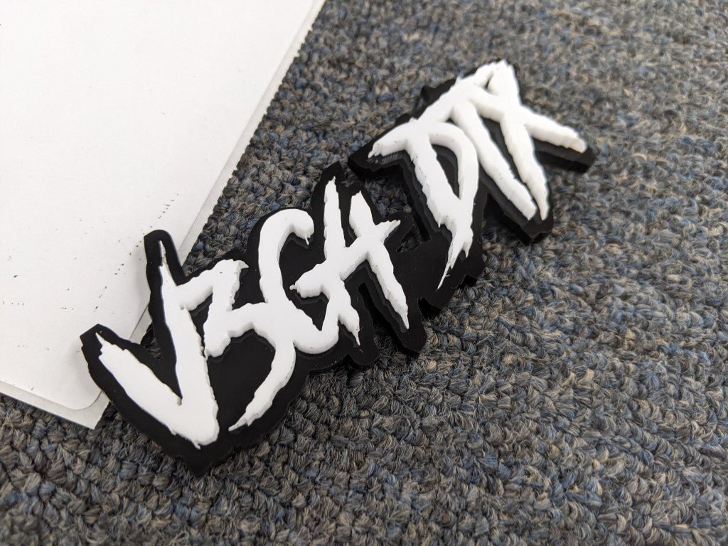 V3GH DTX Car Badge - White On Gloss Black - Aggressive Font - Atomic Car Concepts