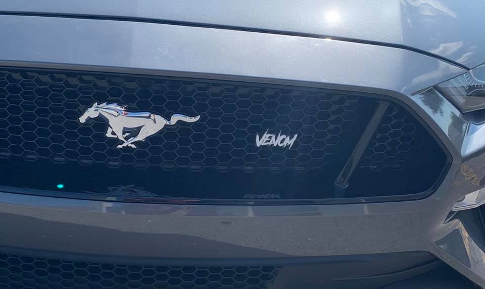 Venom Car Badge - White on Matte Black - Aggressive Font - Atomic Car Concepts