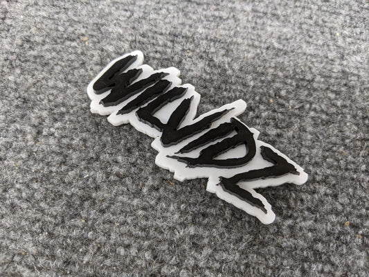 Wilvidz Car Badge - Gloss Black on White - Aggressive Font - Atomic Car Concepts